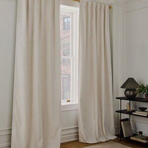 West Elm Worn Velvet Blackout Curtain, Alabaster (Set of Two)